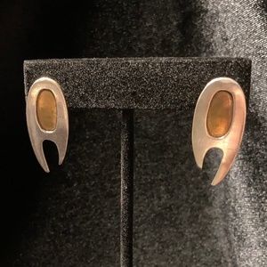 Super cool sterling silver earrings with contrasting brass insert